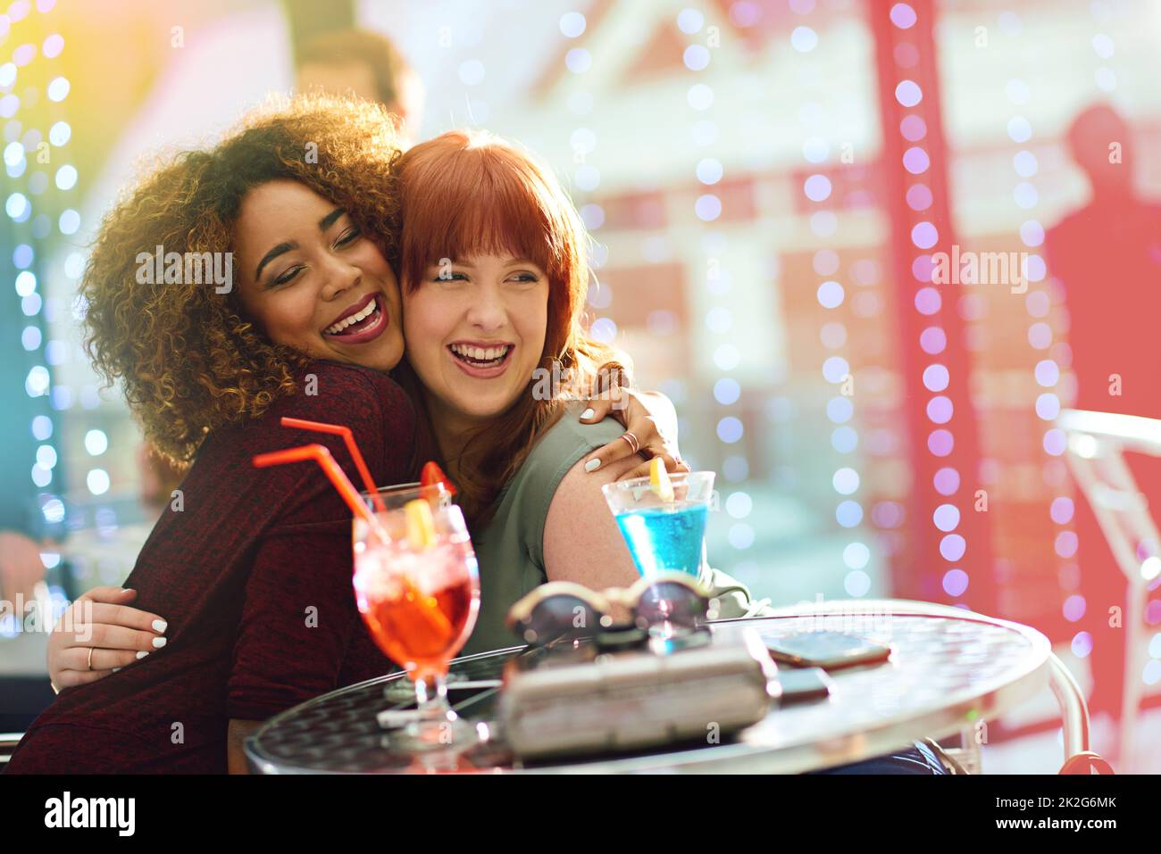 When theyre together its always a party. Shot of two young friends