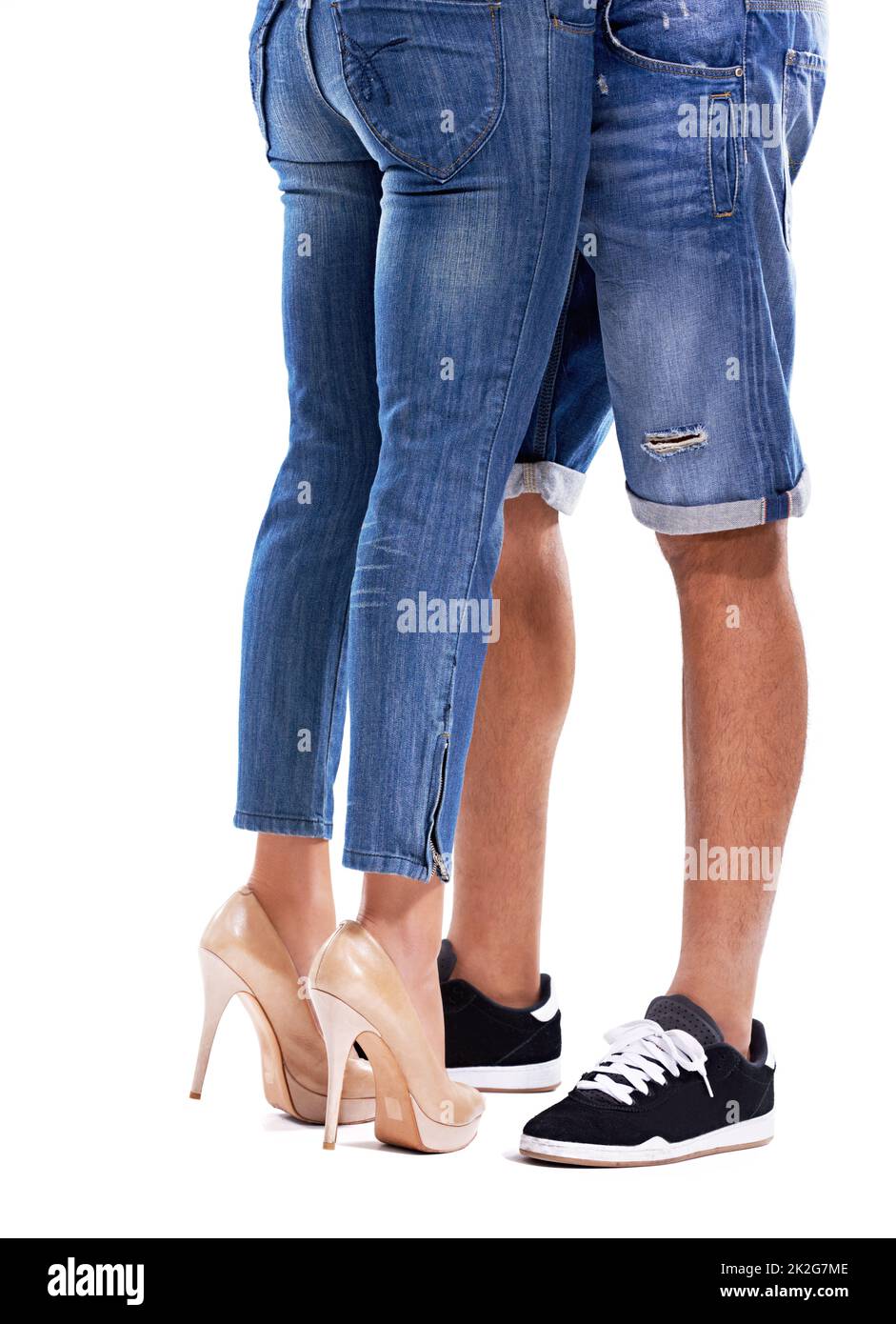 Get close to the one you love. Cropped studio shot of a couple standing close together. Stock Photo