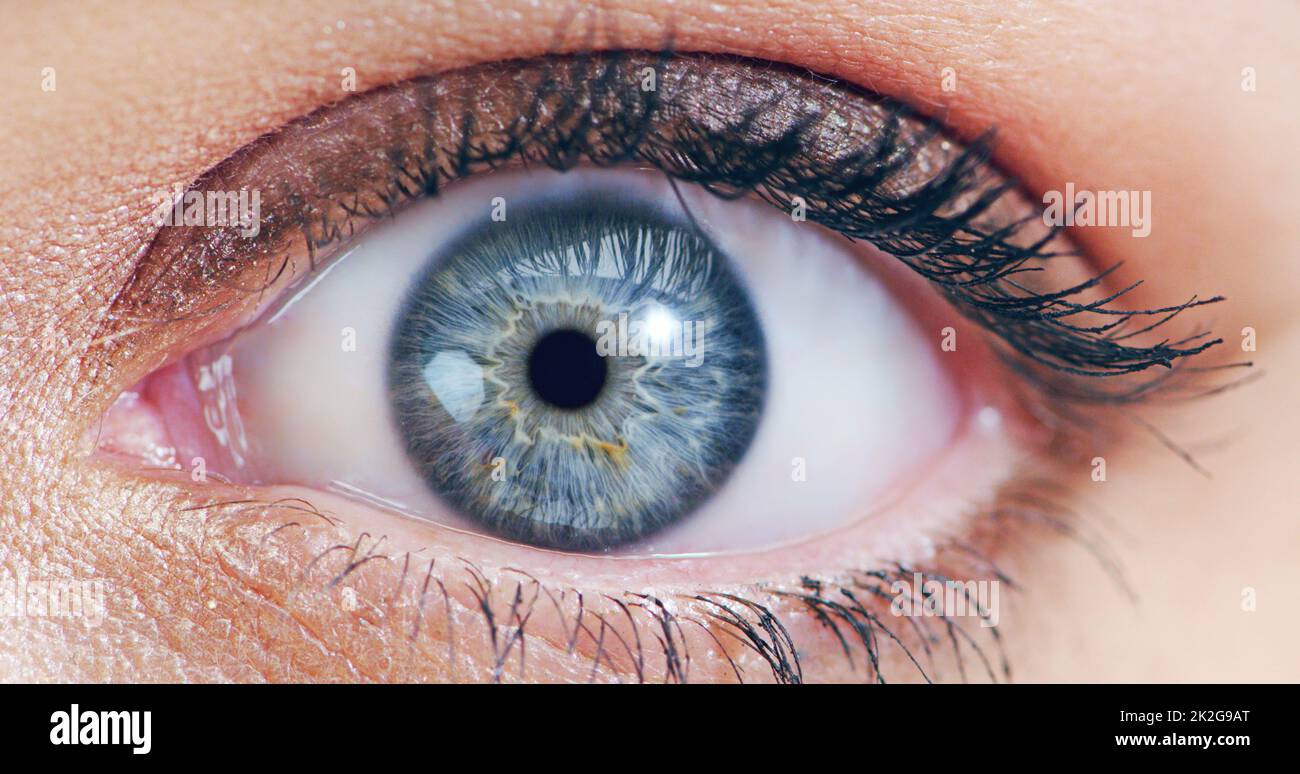 I see the future. Closeup beauty shot of a young womans eye. Stock Photo
