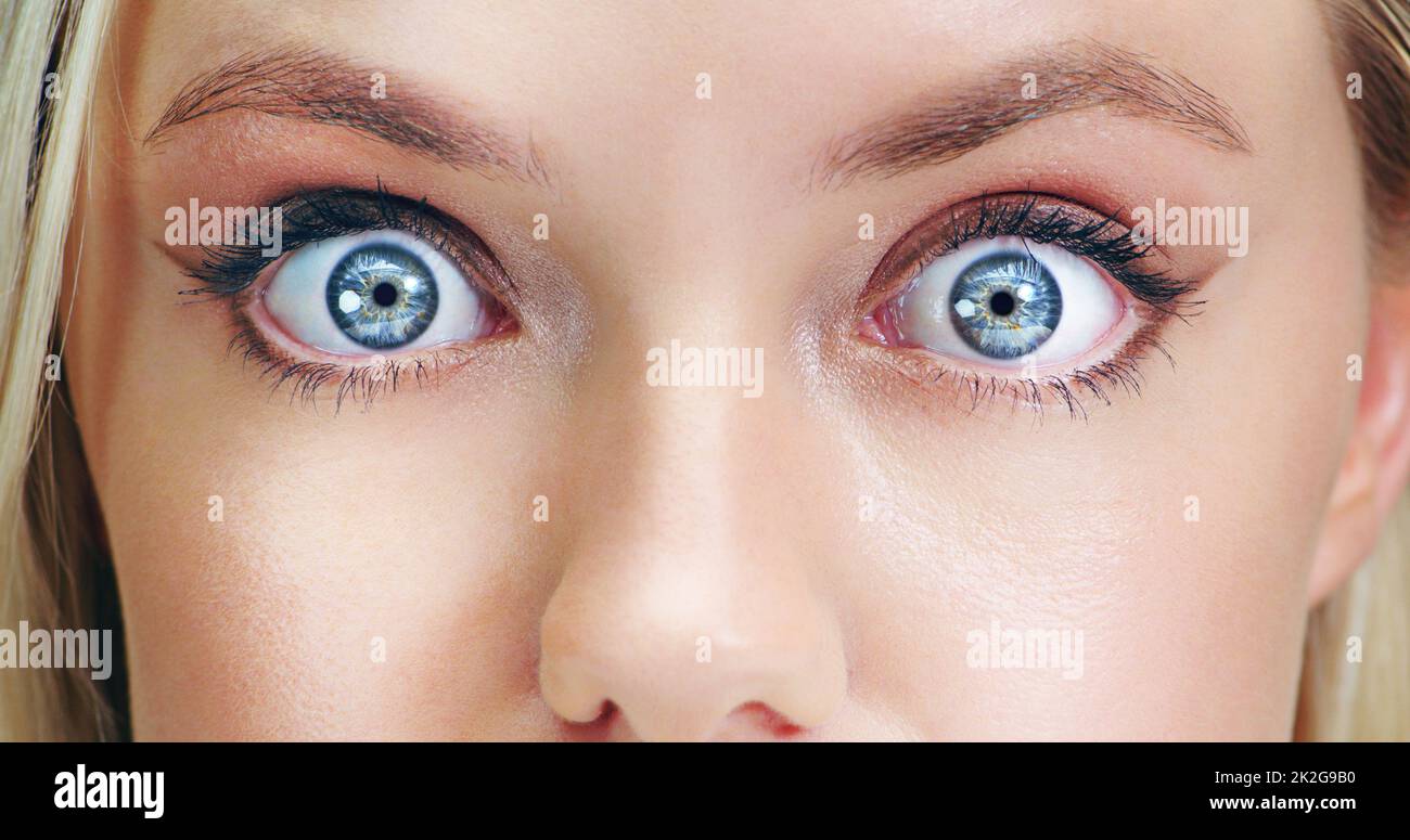 Its shocking isnt it. Closeup beauty shot of a young womans eye. Stock Photo