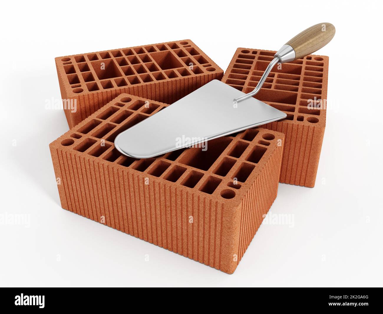 Common house bricks and hand trowel Stock Photo Alamy