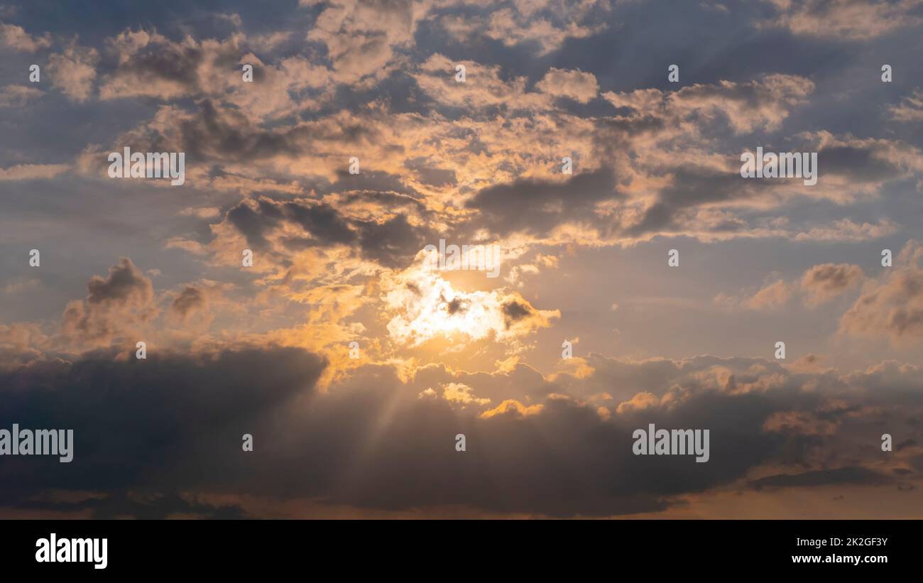 Dramatic sunset over rural area Stock Photo