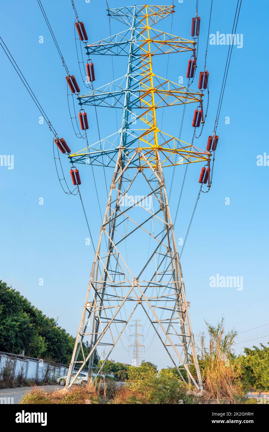 High voltage transmission tower Stock Photo