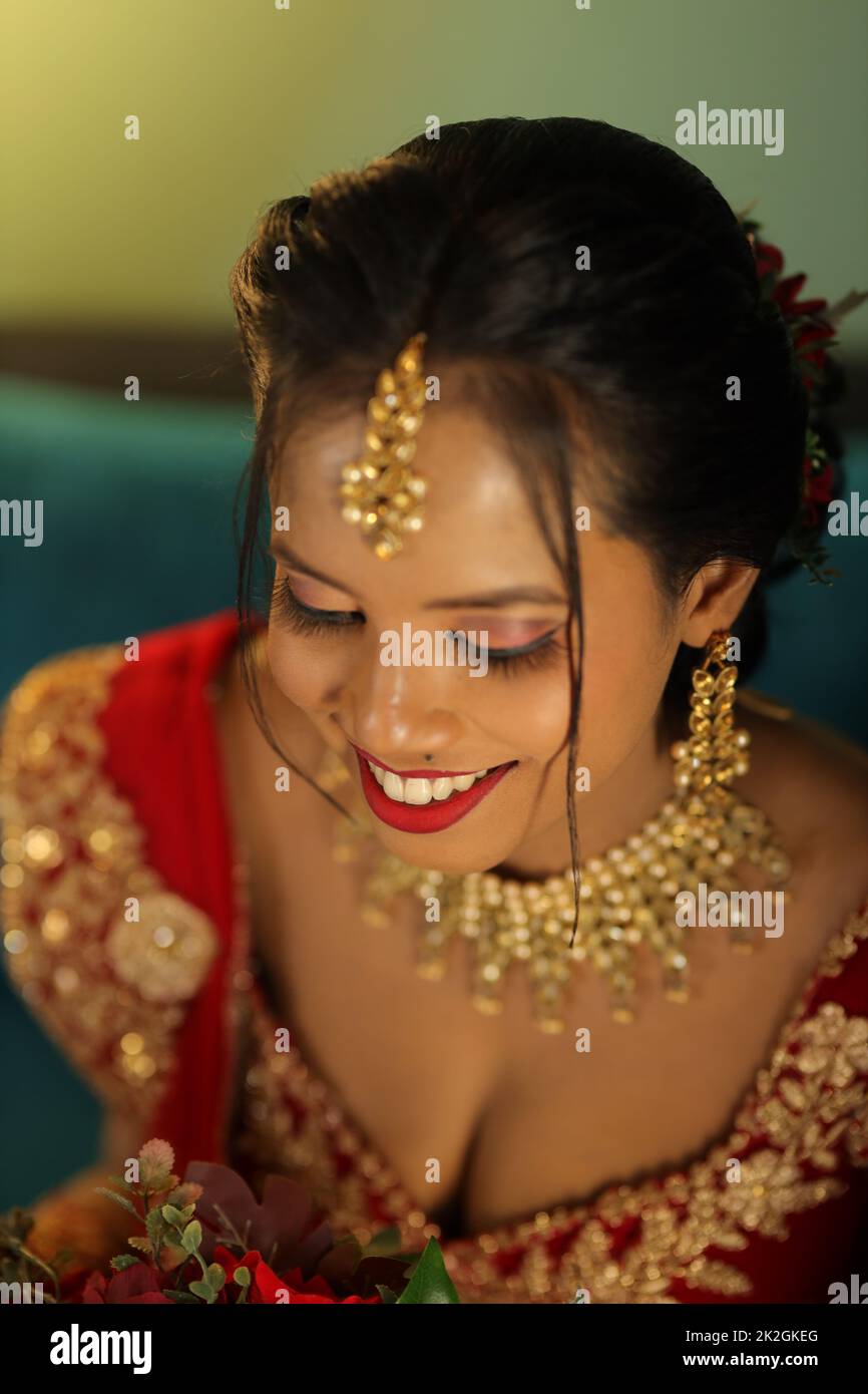 indian bride face Stock Photo