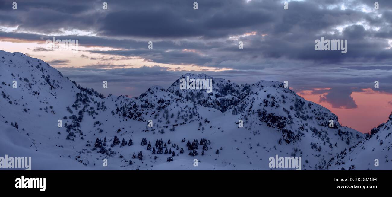 Beautiful Snowy Mountains Landscape Stock Photo