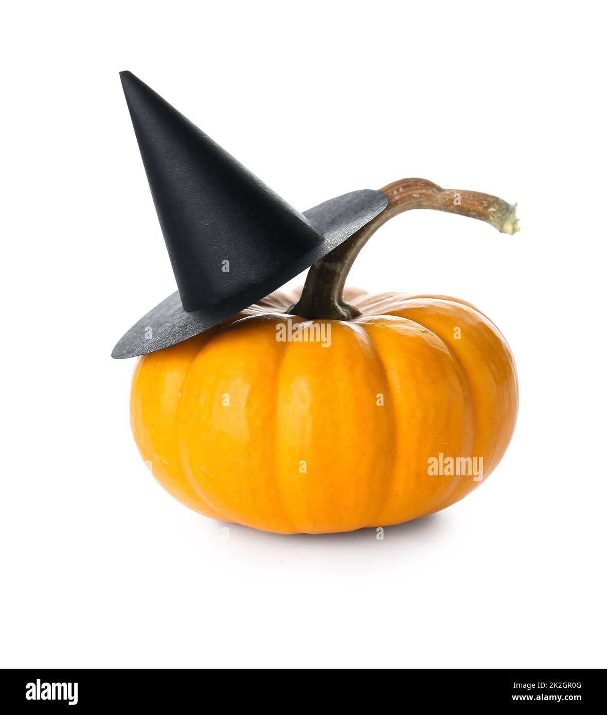 Halloween pumpkin with witch hat on white background Stock Photo - Alamy