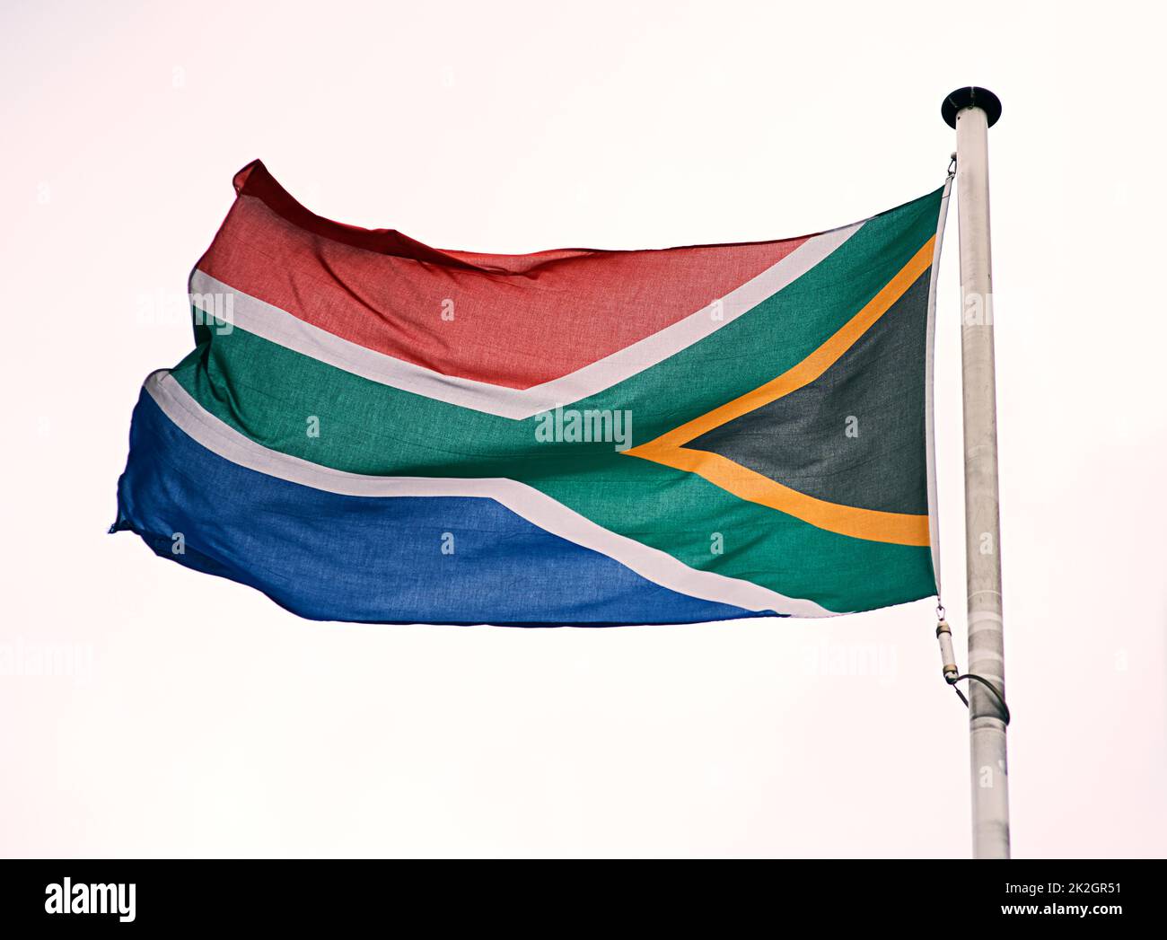 The flag of South Africa. Shot of the South African flag blowing in the