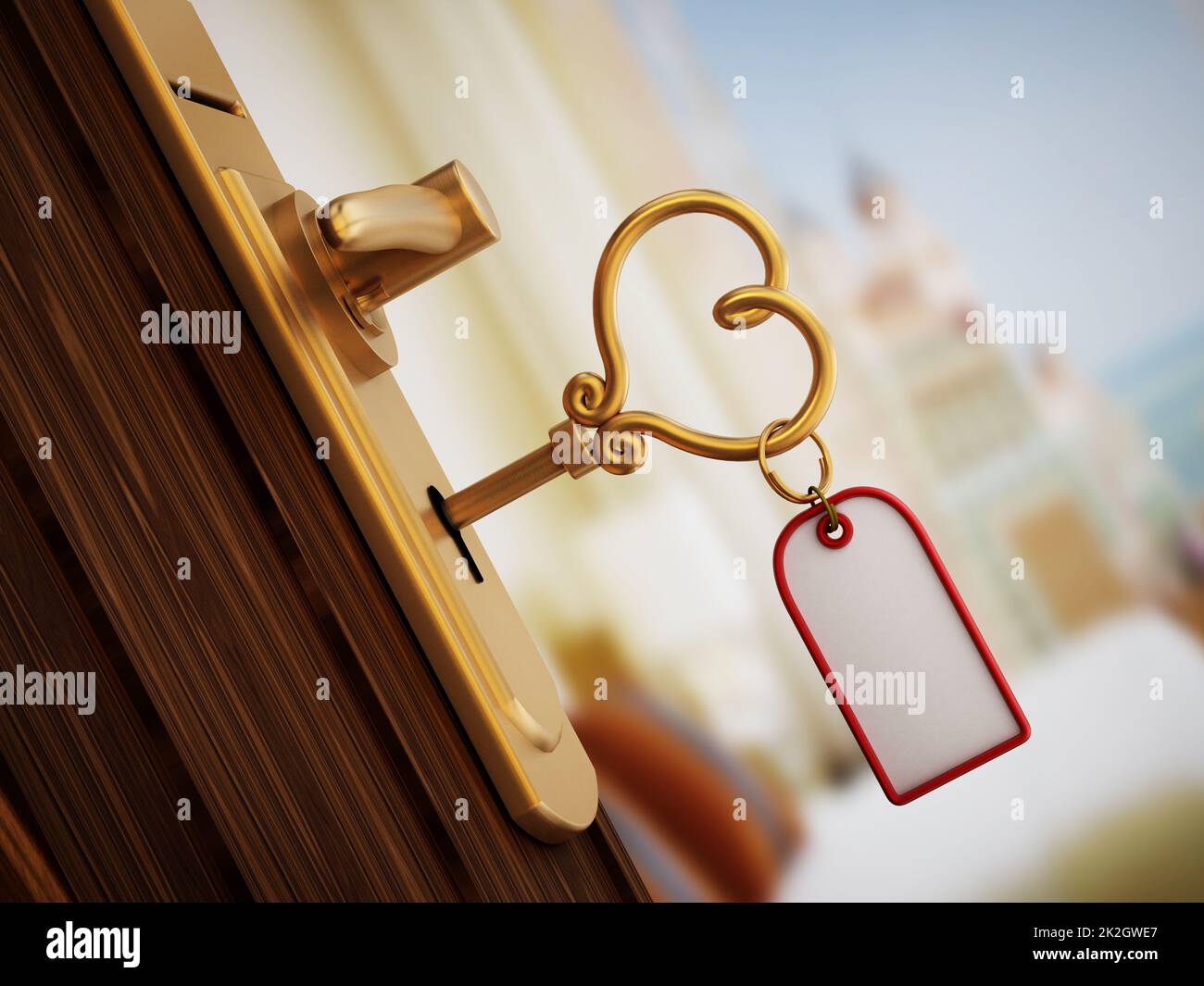 Heart shaped hotel room key Stock Photo Alamy