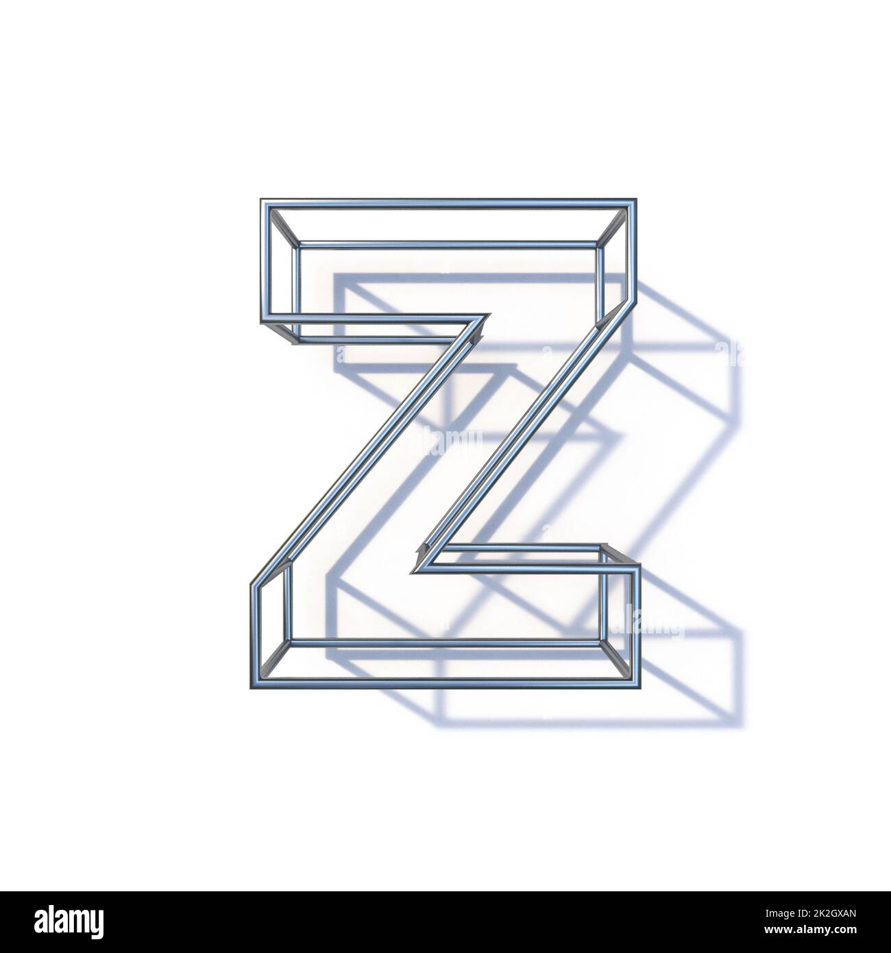 Steel wire frame font Letter Z 3D Stock Photo