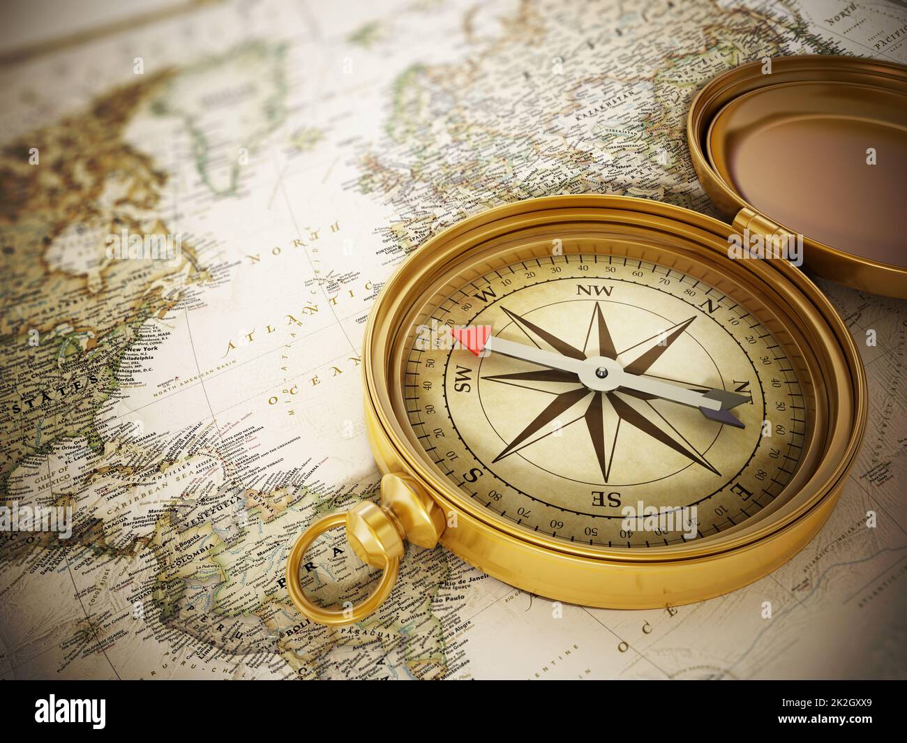 Compass and Chess on old map Stock Photo by ©kwanchaidp 75914687