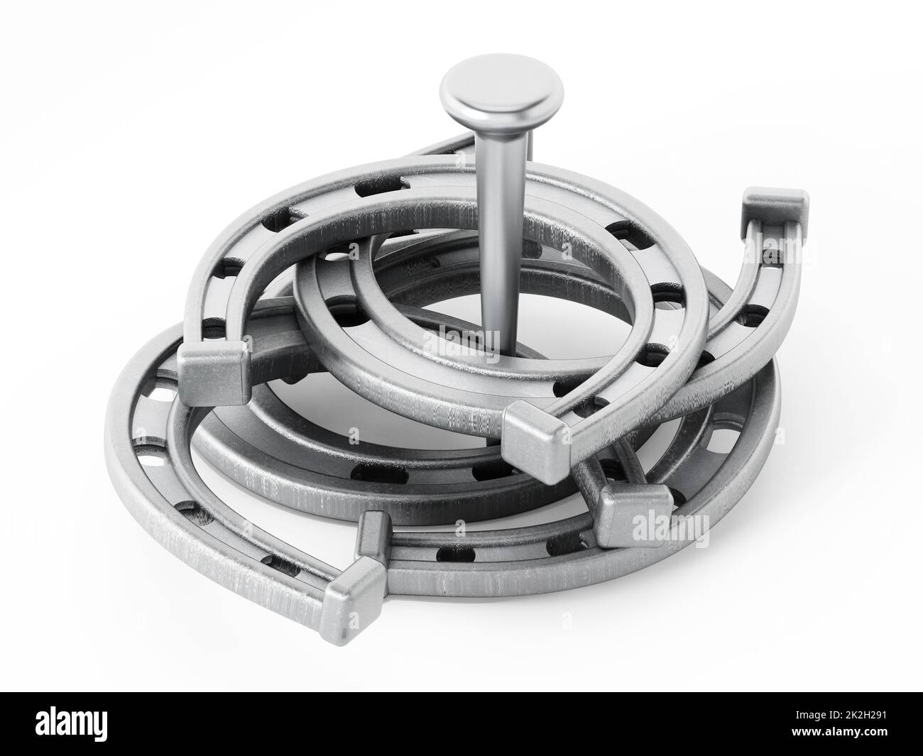 Horseshoes around the iron nail Stock Photo Alamy