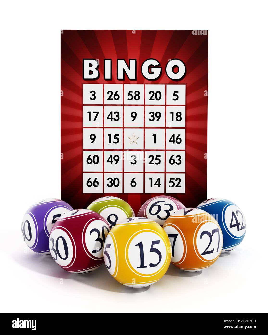Bingo card and balls with numbers Stock Photo Alamy