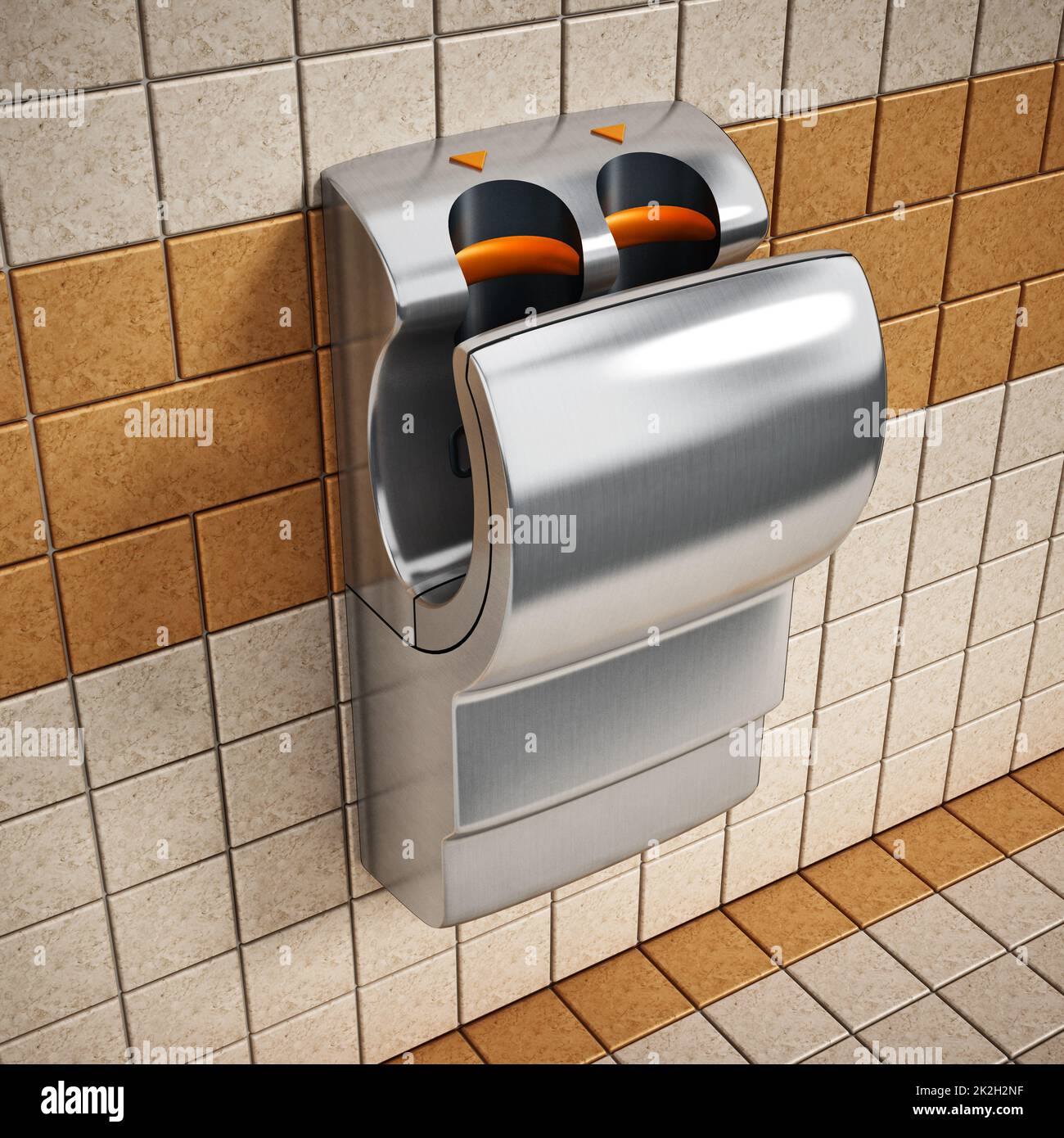 Hand dryer hanging on the wall Stock Photo