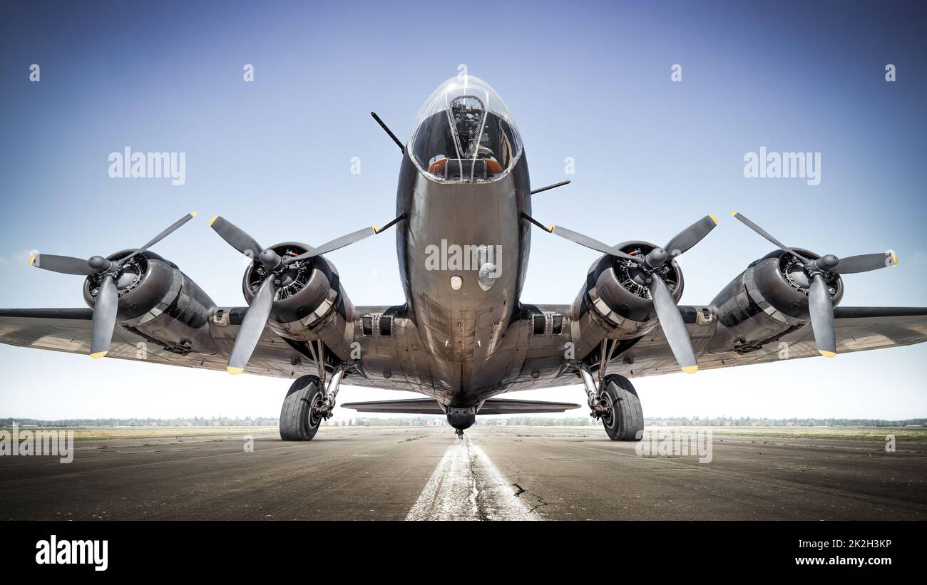 historical warbird on a runway Stock Photo