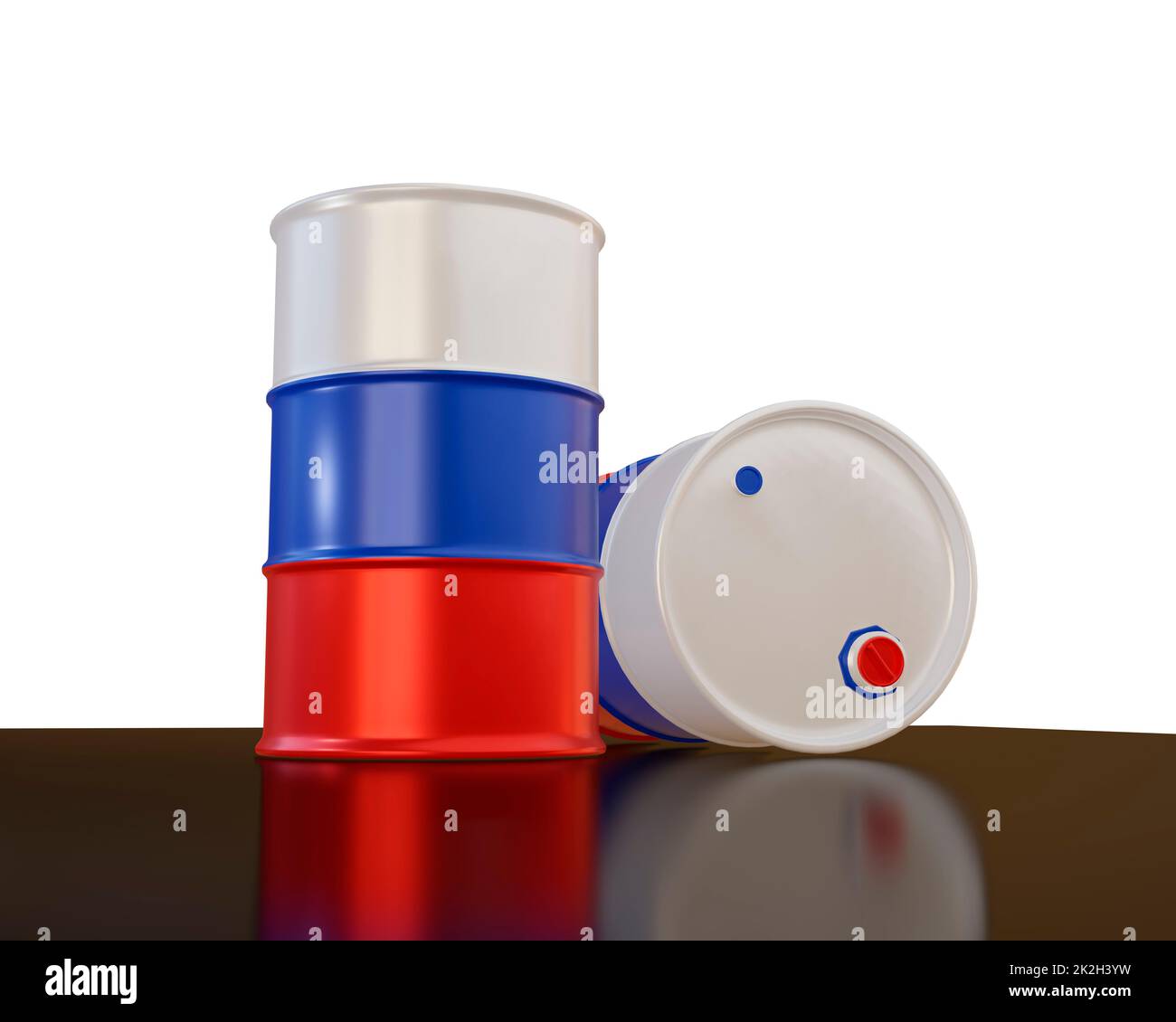 oil barrel in russian flag Stock Photo