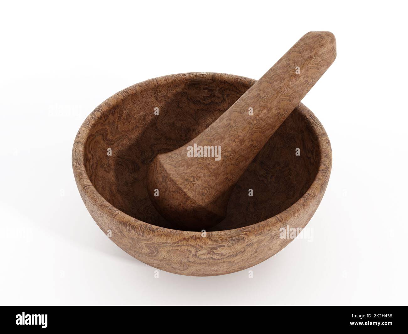 Wooden pestle and mortar Stock Photo