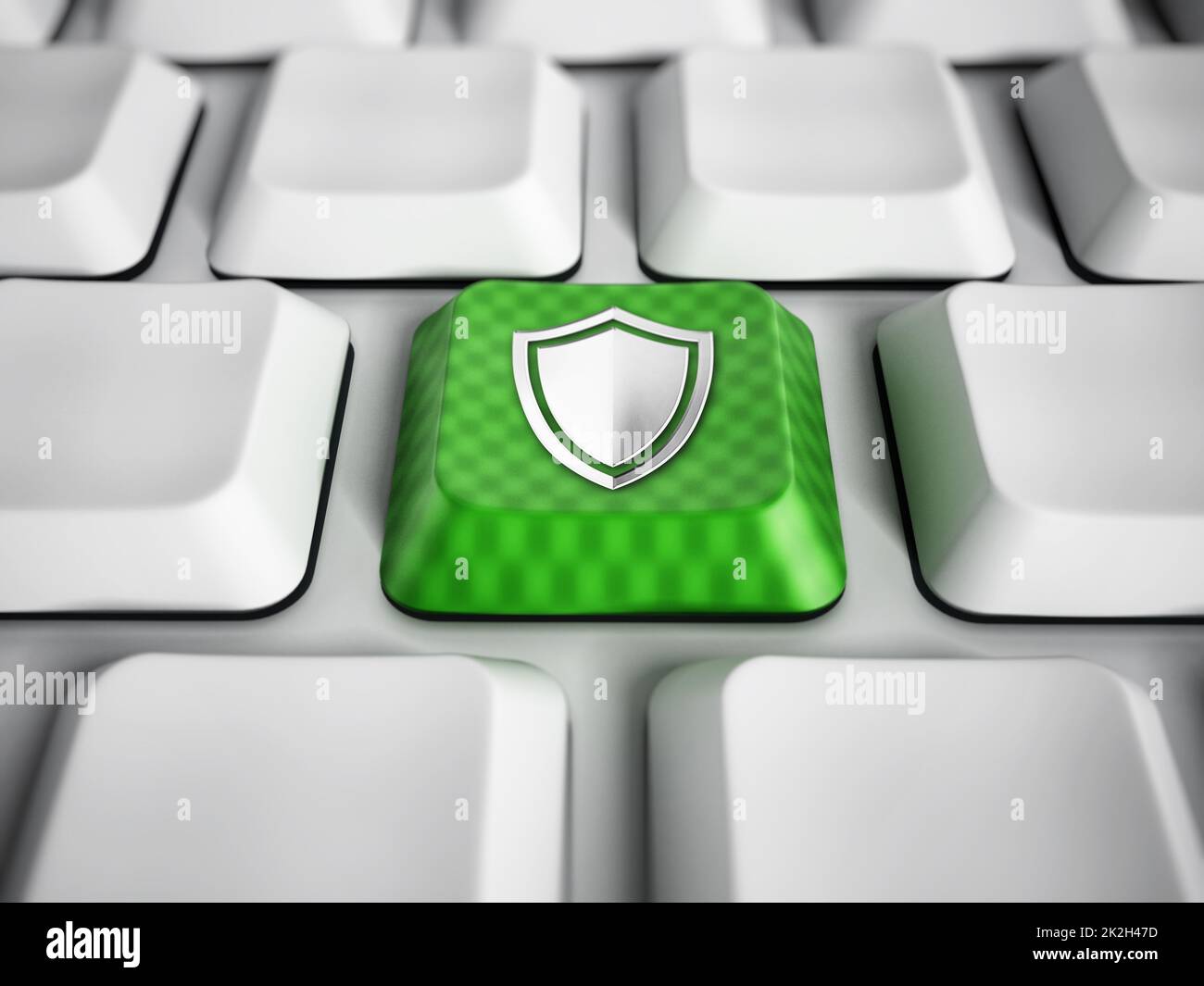 Green computer key with shield icon Stock Photo - Alamy