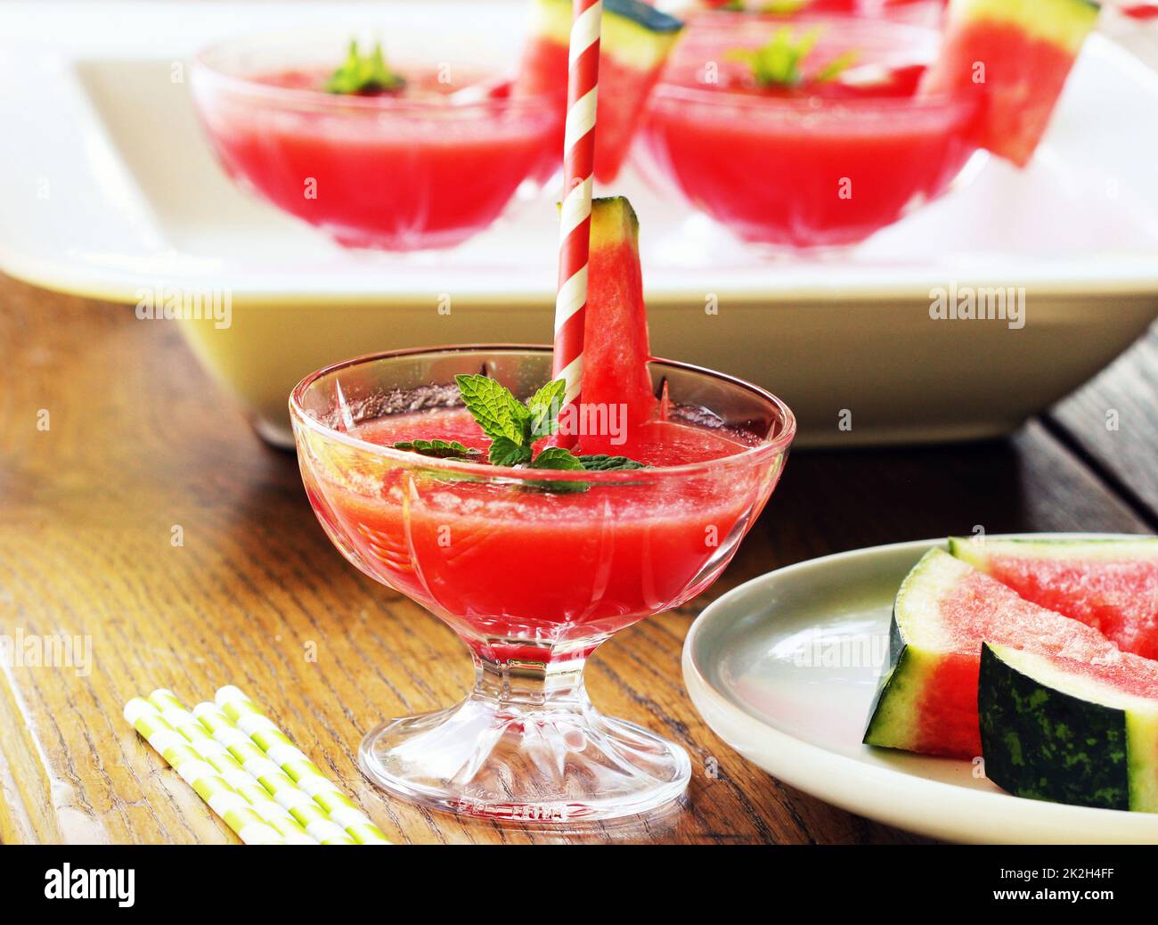 juice of watermelon in glasses Stock Photo