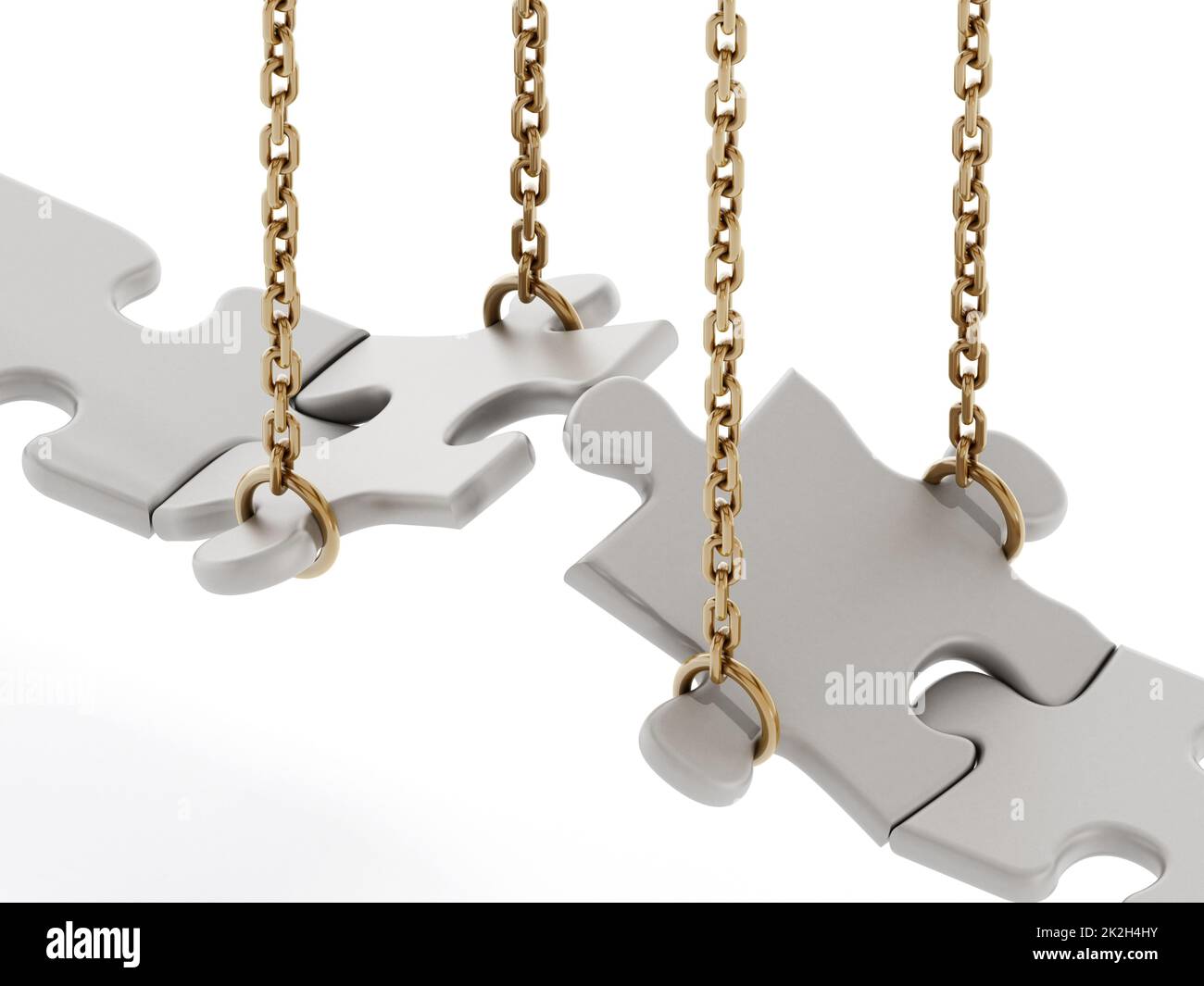 Jigsaw puzzle pieces forming a bridge Stock Photo