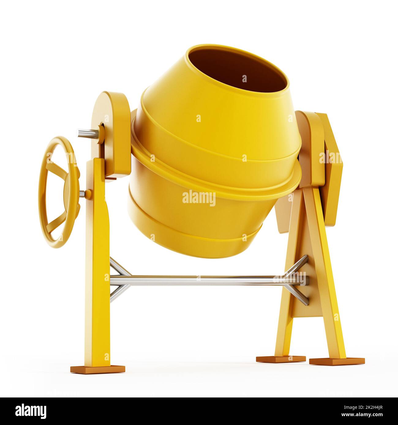 Yellow concrete mixer. 3D illustration Stock Photo Alamy