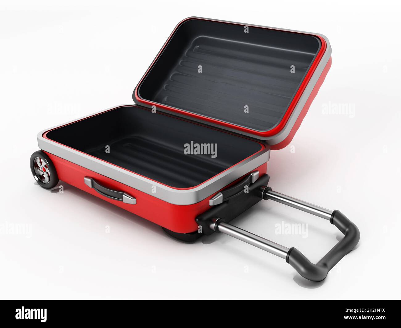 Red suitcase with open lid Stock Photo Alamy