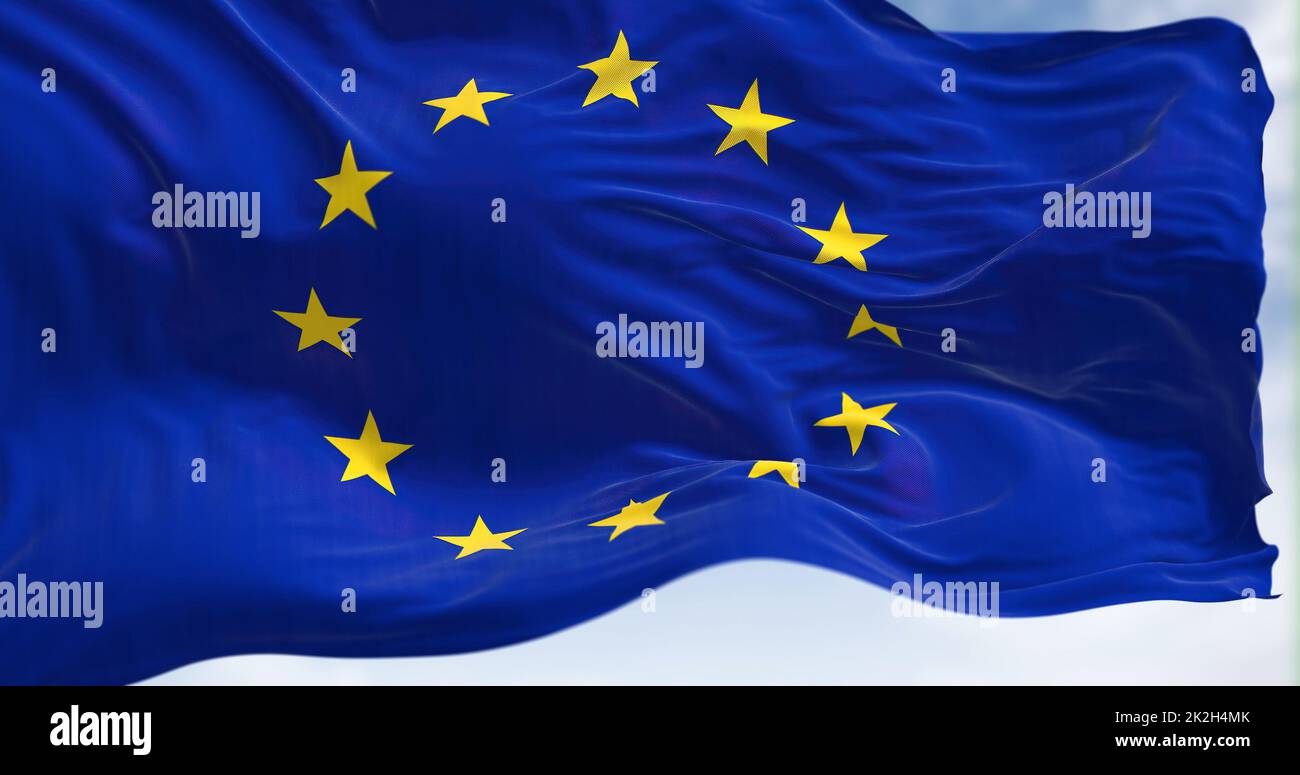 The flag of The European Union flapping in the wind Stock Photo - Alamy