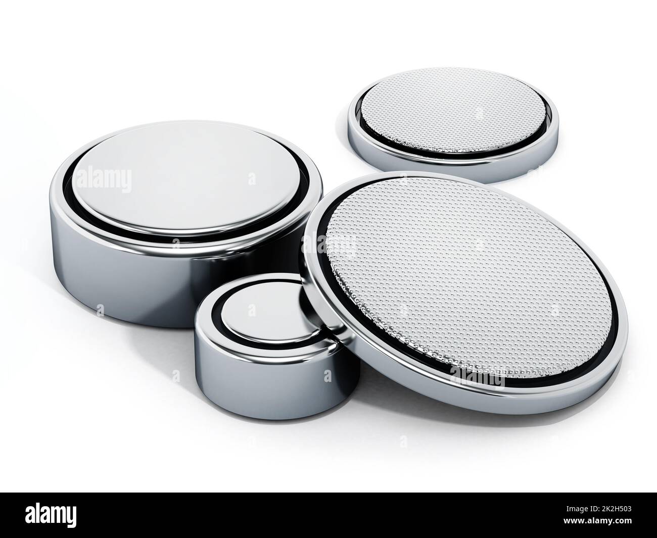 Stack of button cells. 3D illustration Stock Photo Alamy