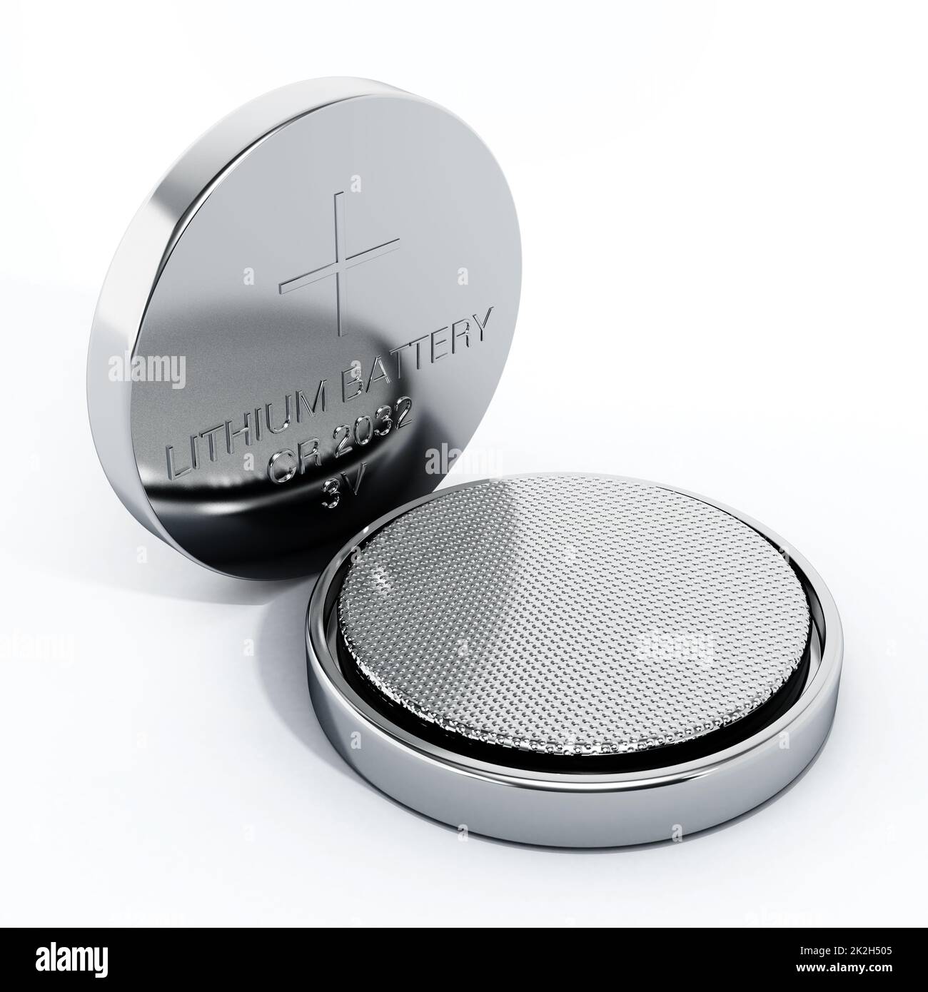 Two button cells. 3D illustration Stock Photo Alamy