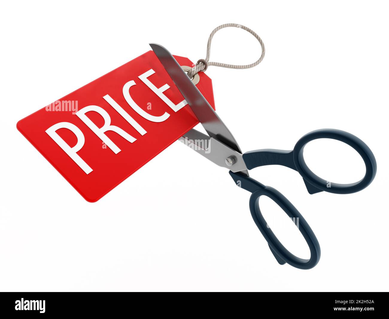 Scissors cutting price tag. 3D illustration Stock Photo Alamy