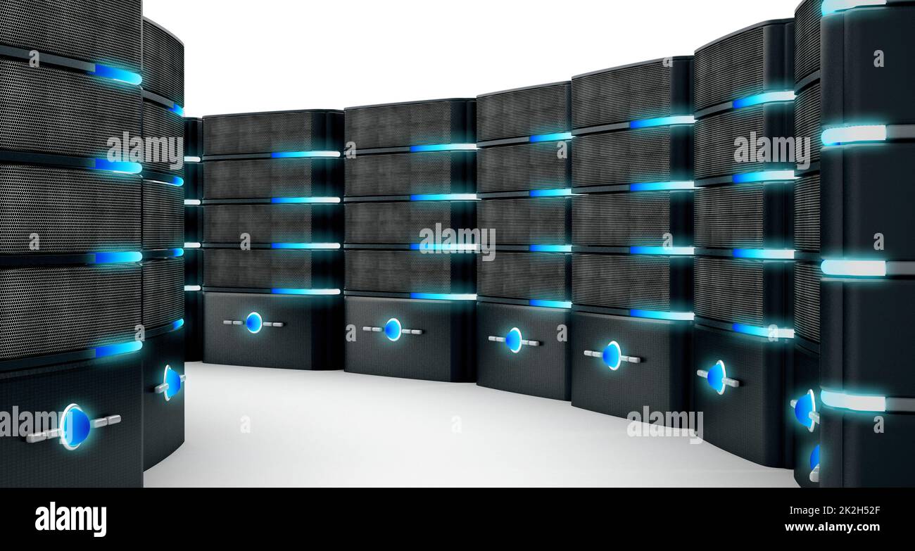 Network servers isolated on white background. 3D illustration Stock Photo