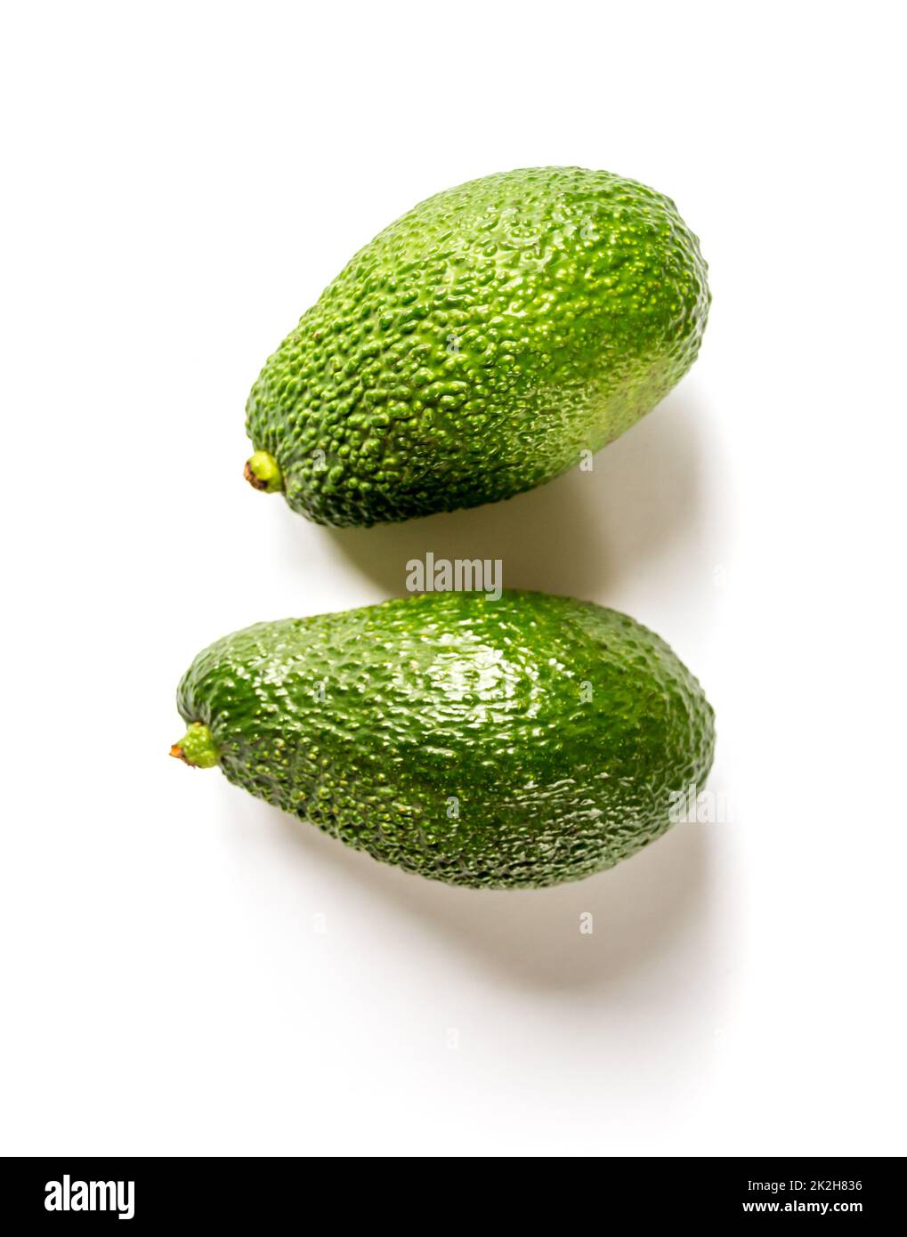 Two avocados isolated on a white background Stock Photo