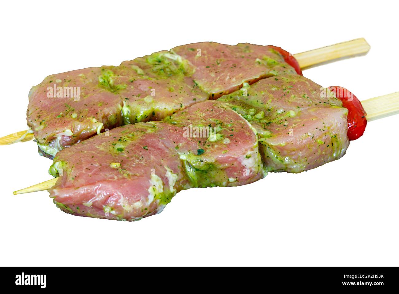 Bbq marinaded pork skewer Stock Photo Alamy