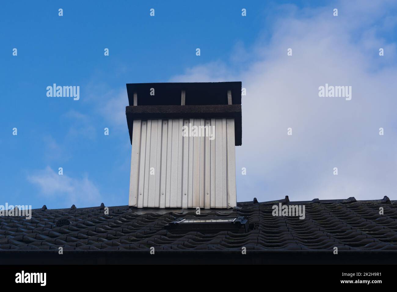 Stack. Cloudy blue sky. Stock Photo