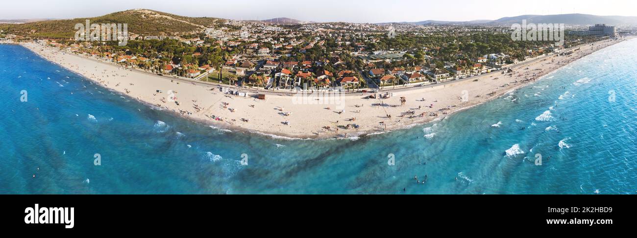 Izmir, Turkey - August 17, 2022: Aerial panoramic drone photo of the ...