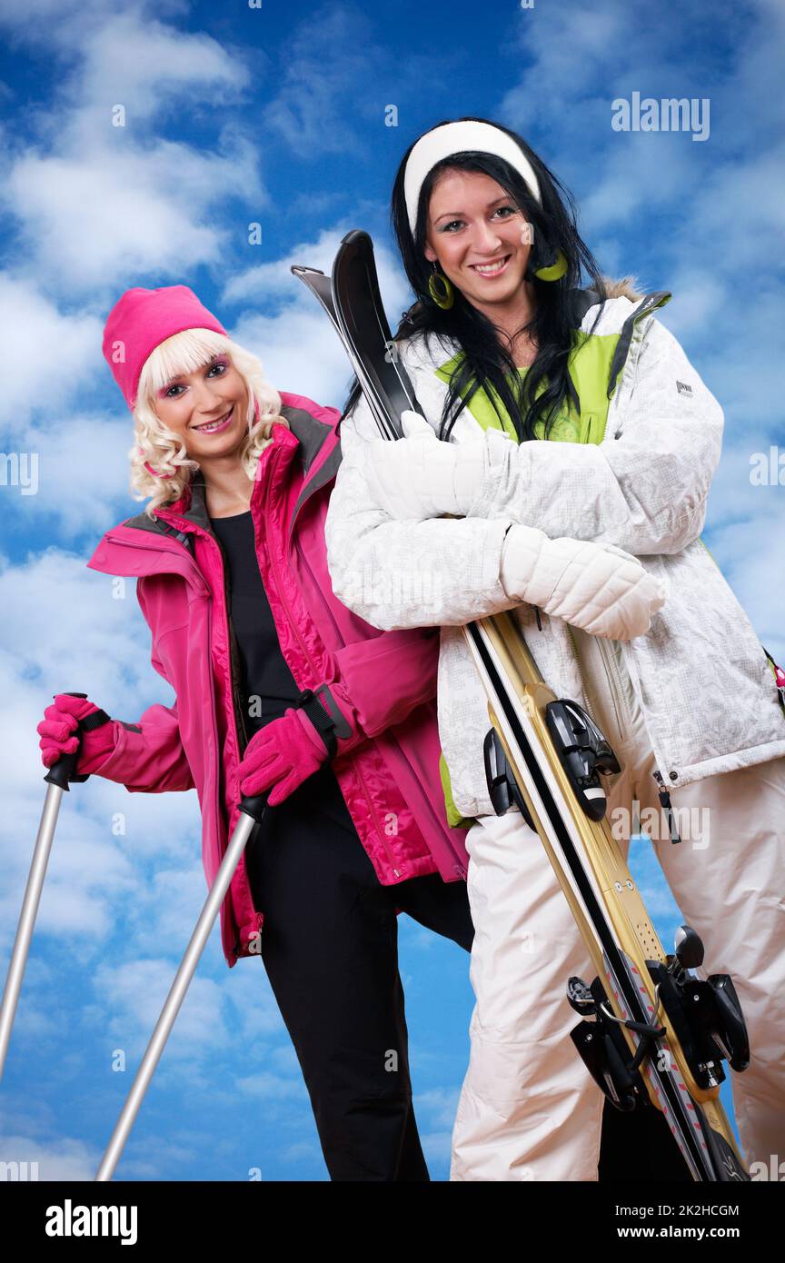 Female skiers II. Stock Photo