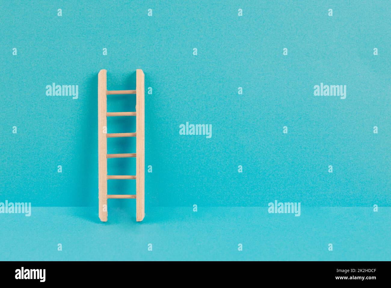 Ladder of success, opportunity strategy, blue background, copy space