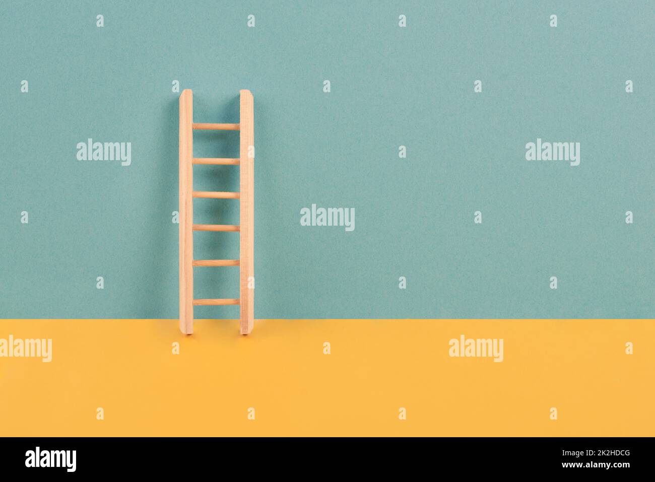 Ladder of success, opportunity strategy, blue and yellow background