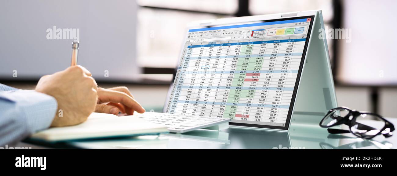 Electronic Spreadsheet Analyst Or Auditor Using Software Stock Photo