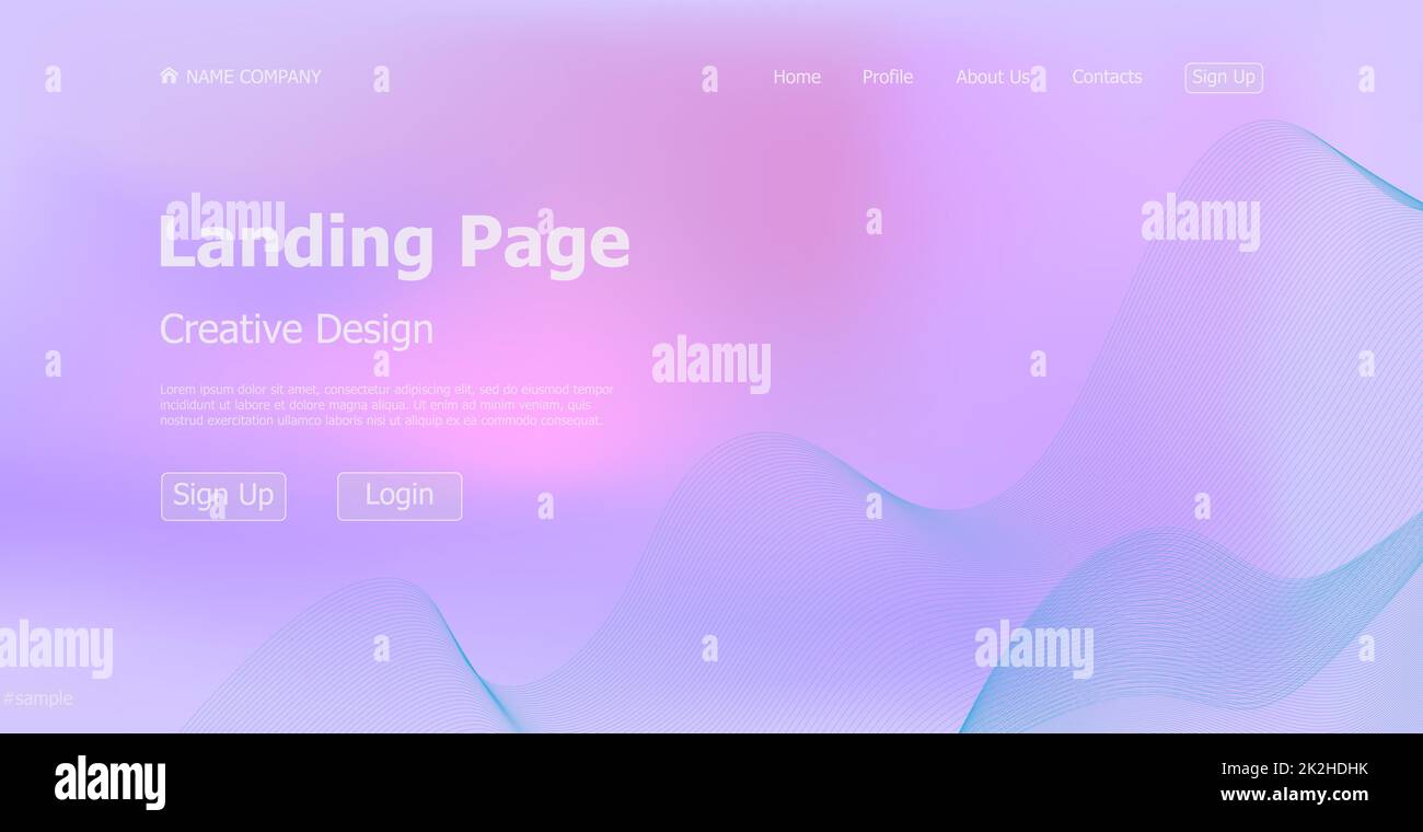 Gradient blue web template landing page digital website landing page design concept - Vector Stock Photo