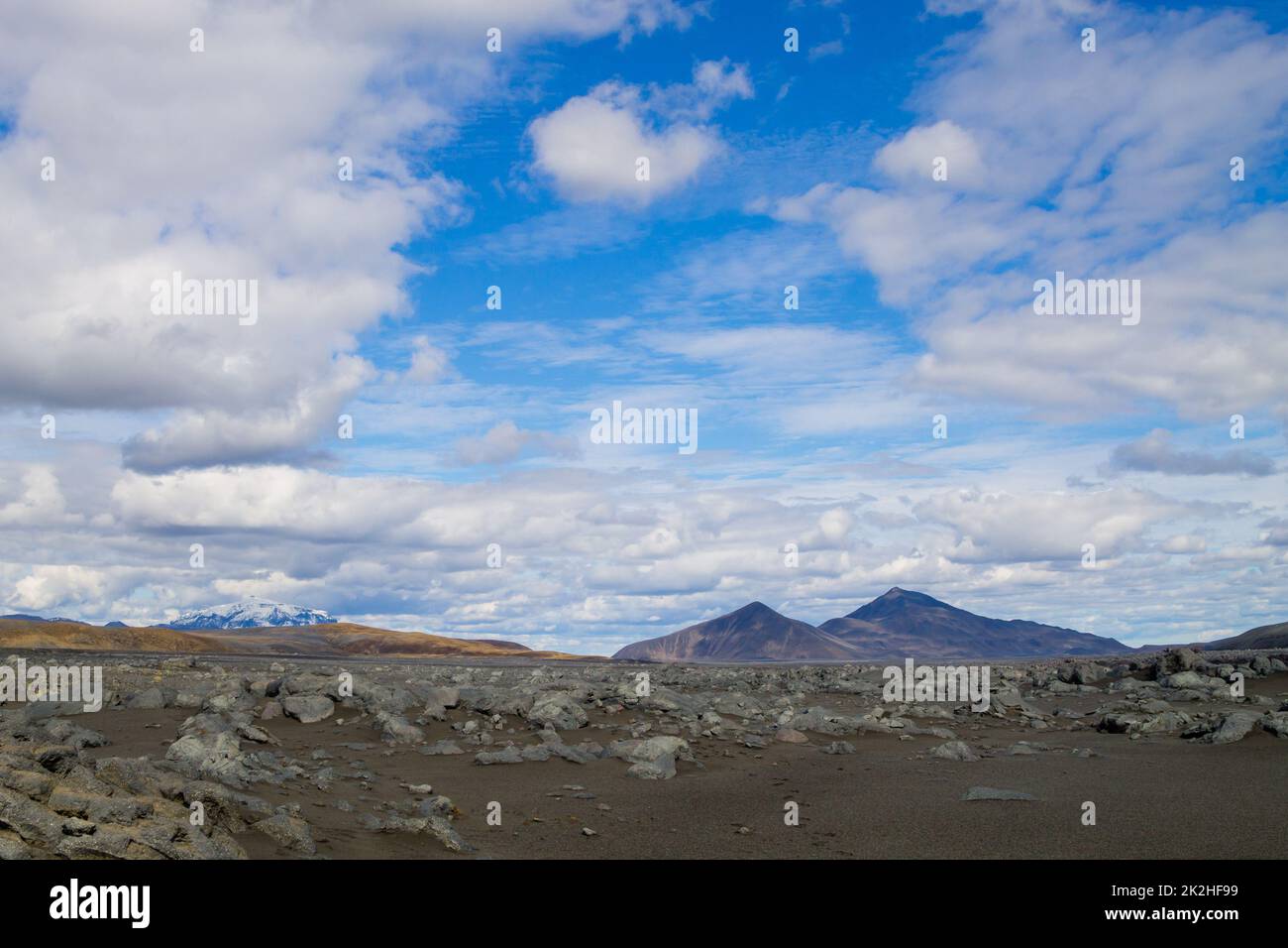 Desolate landscape along central highlands of Iceland. Stock Photo