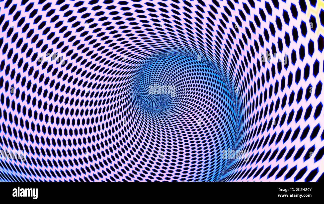 Abstract hypnotic pink and blue spiral tunnel Stock Photo