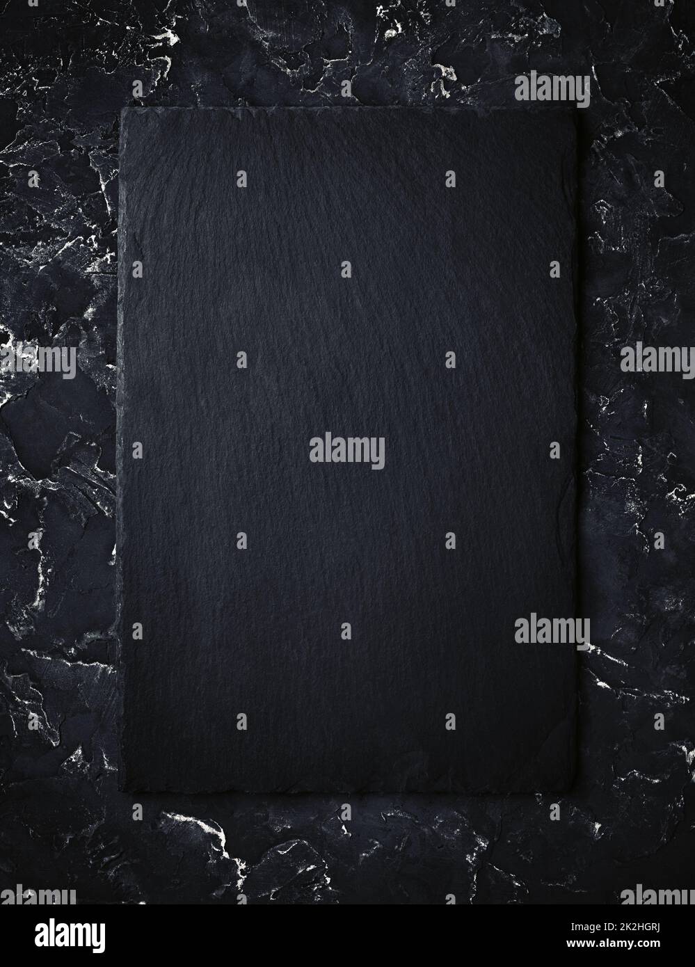 Blank black slate plate Stock Photo