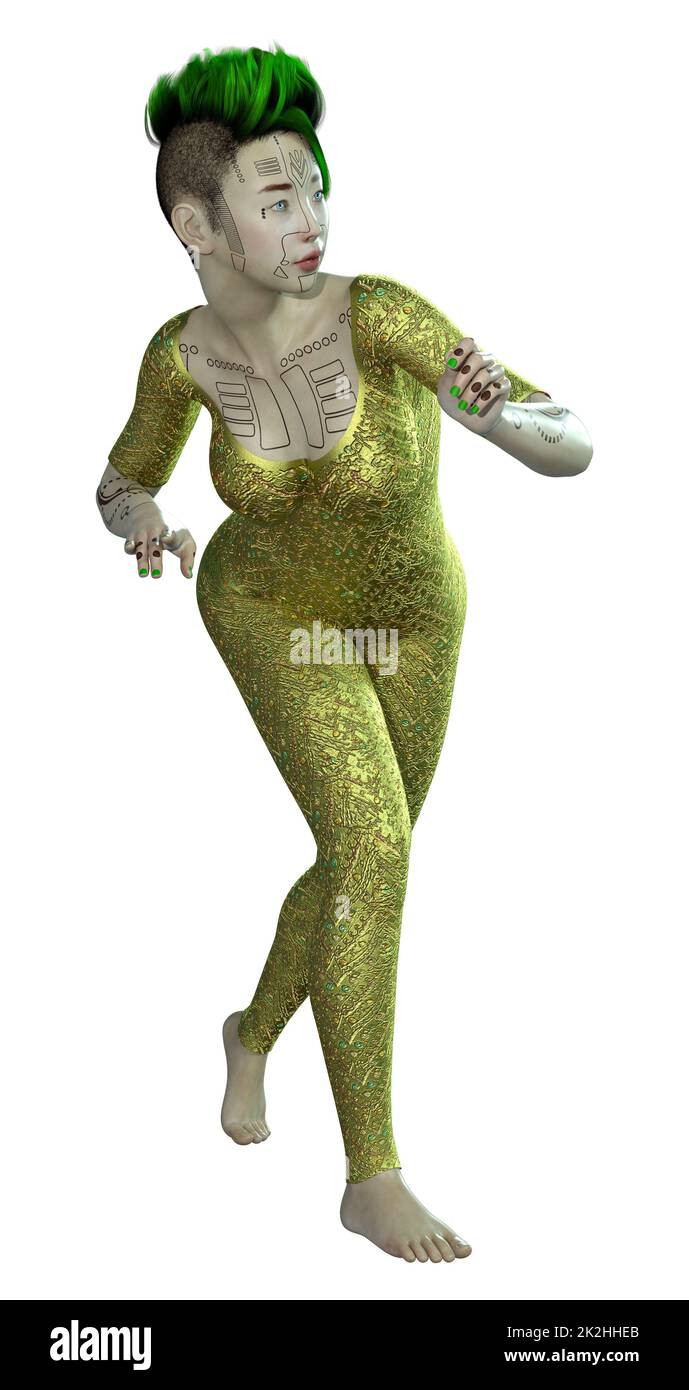 3D Rendering Female Robot on White Stock Photo