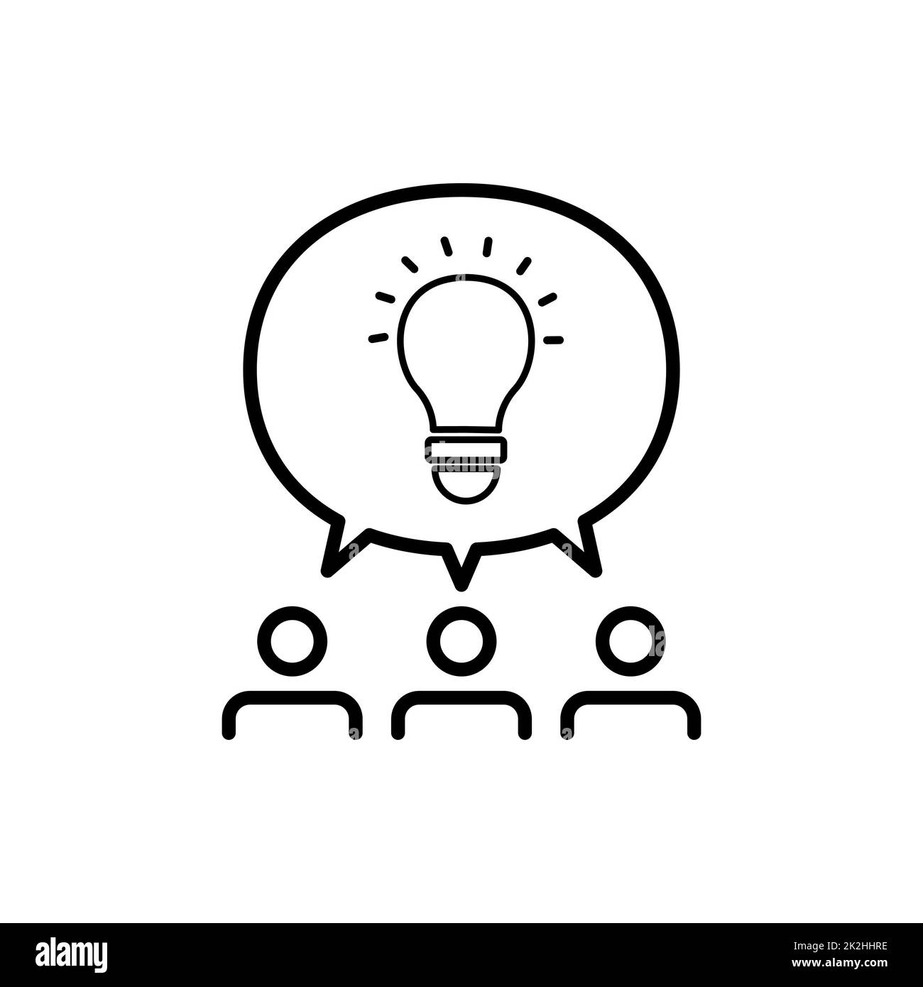 Thin line icon of collective idea on white background - Vector Stock Photo