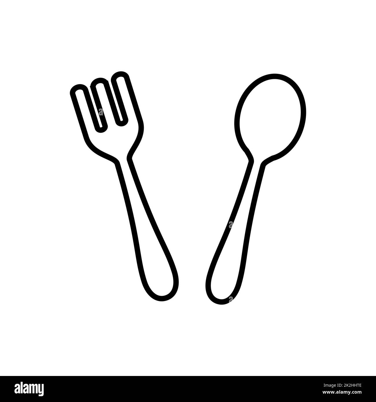 Thin line cutlery icon on white background - Vector Stock Photo
