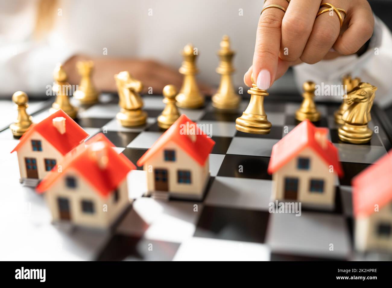 Chess Strategy Competition. Real Estate Management Concept Stock Photo