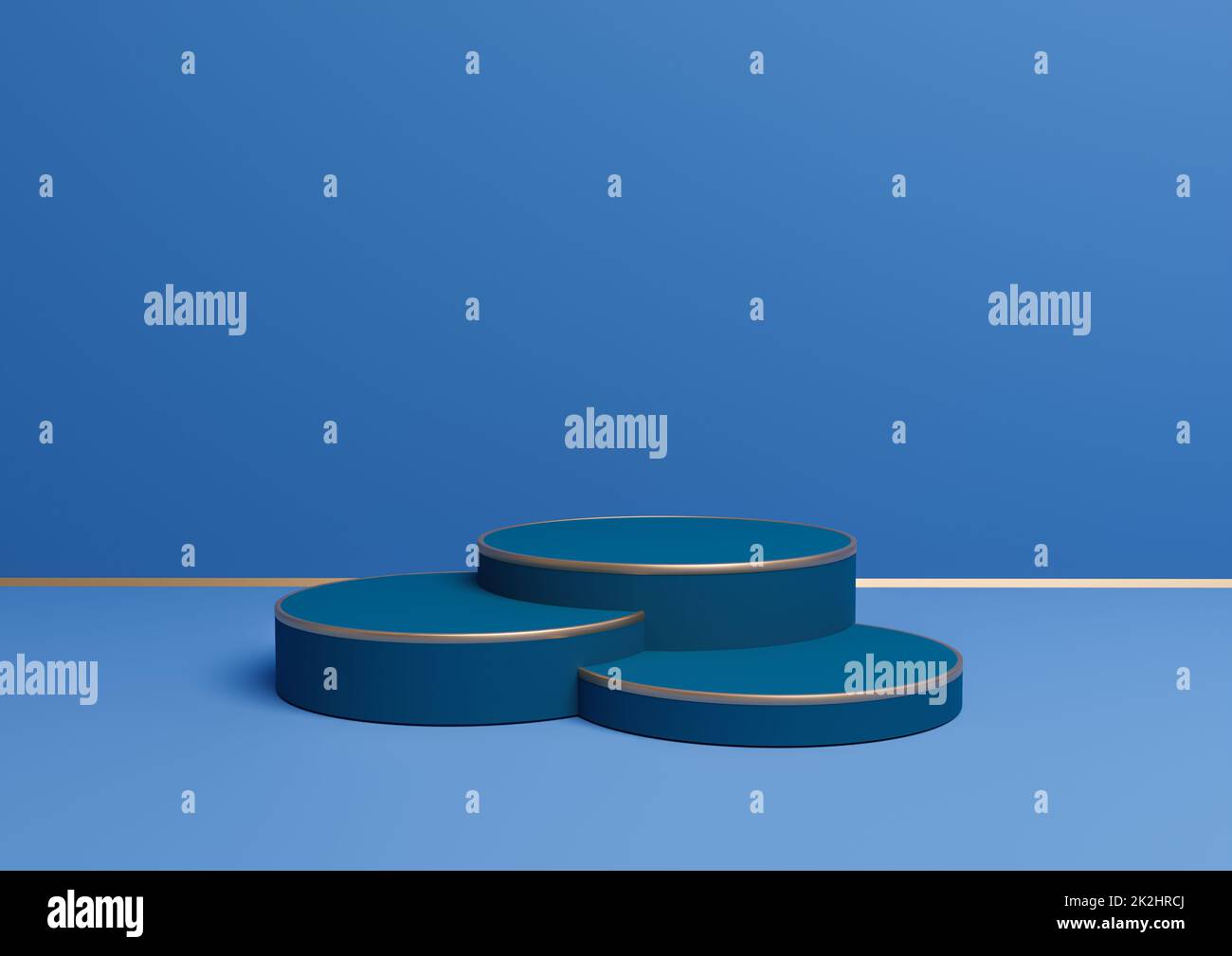 Bright, dark, pastel blue 3D rendering simple product display with ...