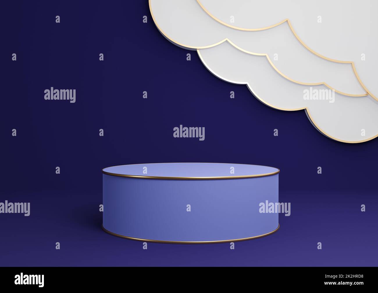 Dark blue 3D rendering product display podium or stand with abstract ...