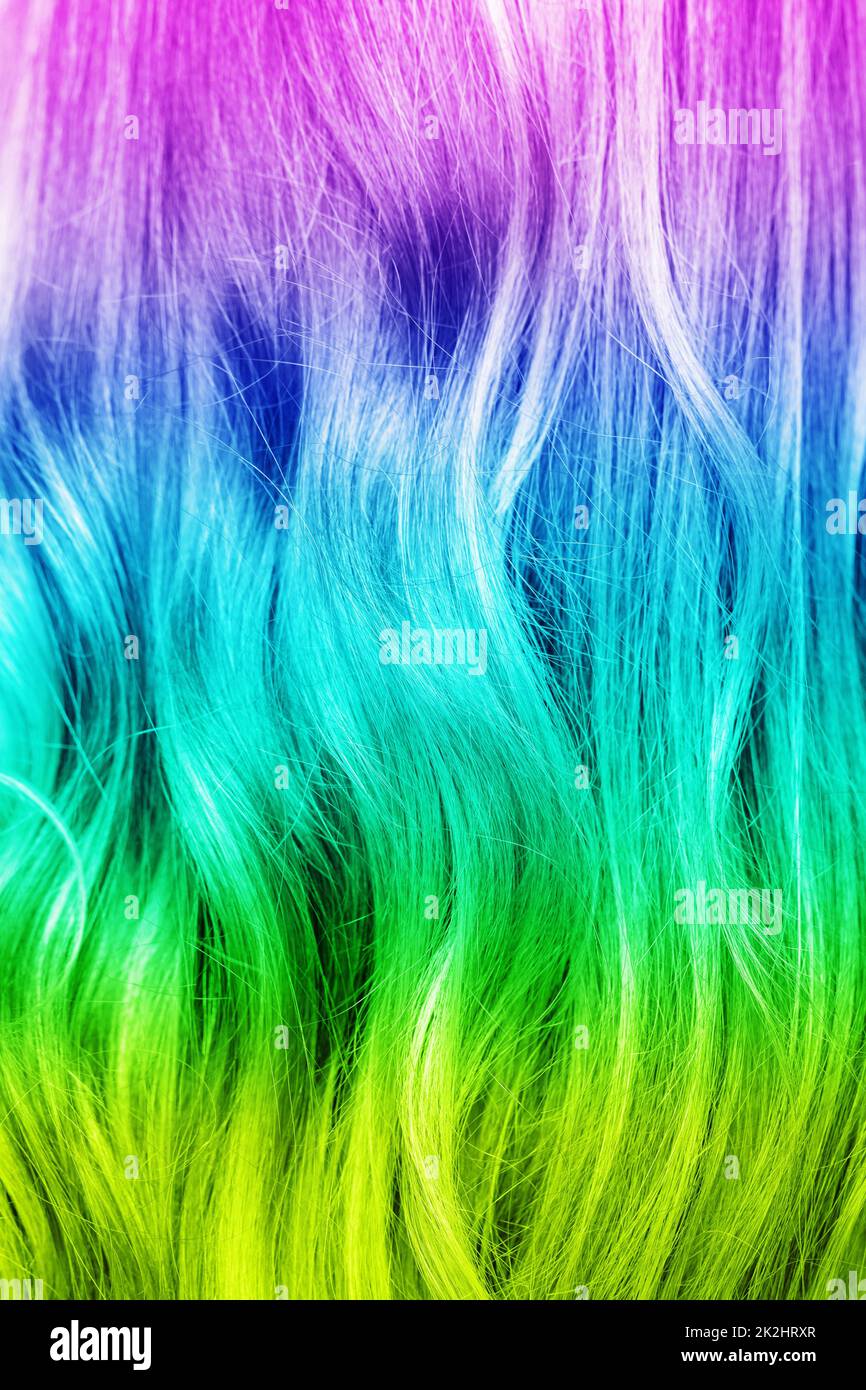 Vivid multicolored curly hair Stock Photo