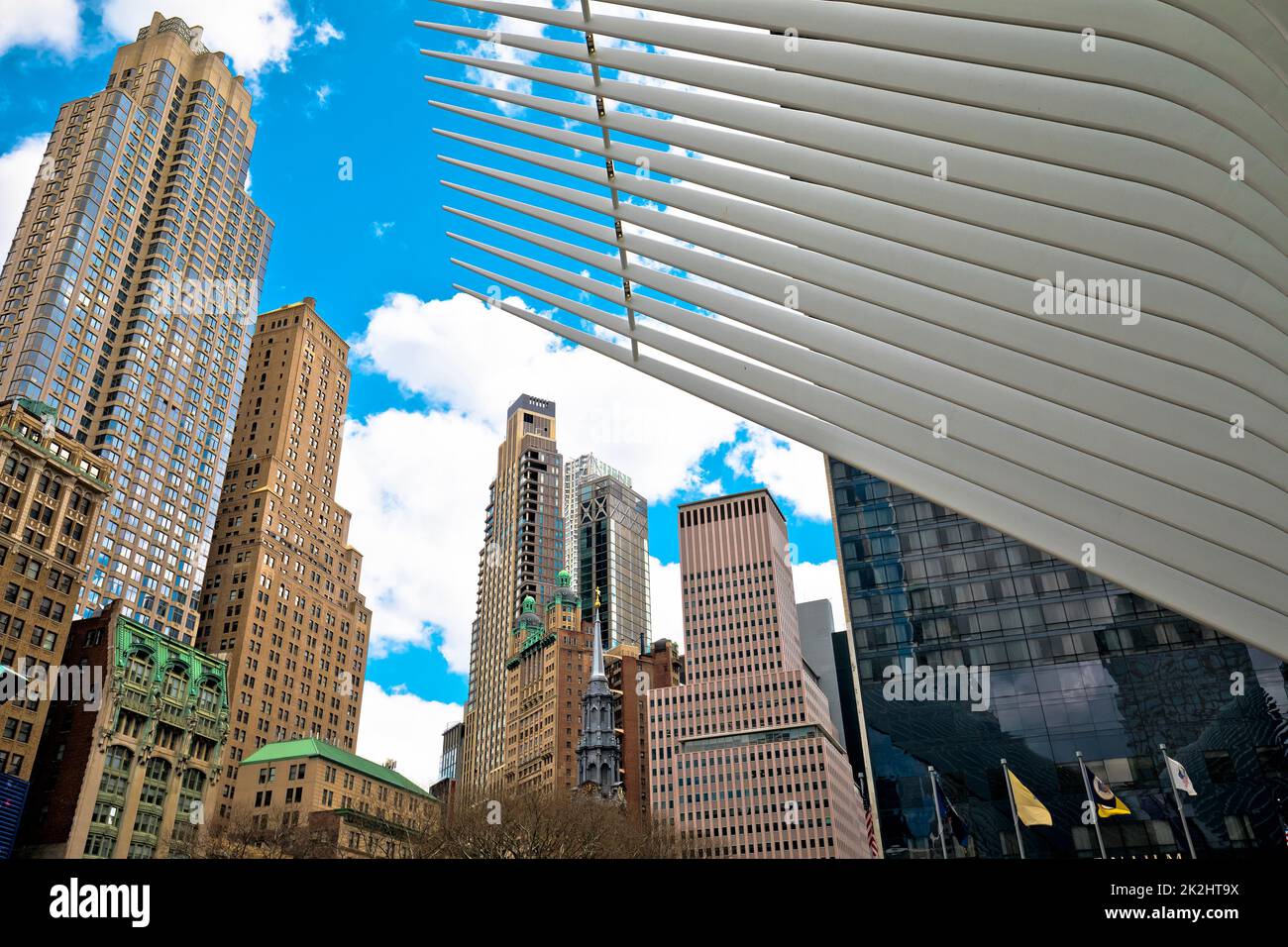 New York City downtown skyscrapers and The Oculus view Stock Photo